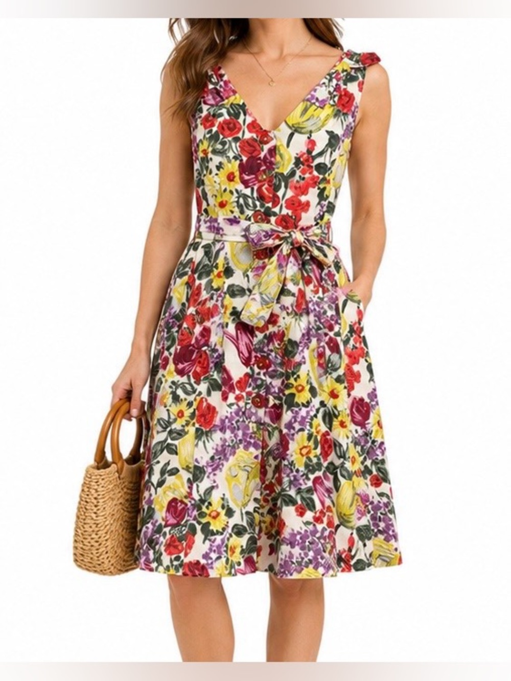 Anthropologie Multicolor Floral Midi Dress